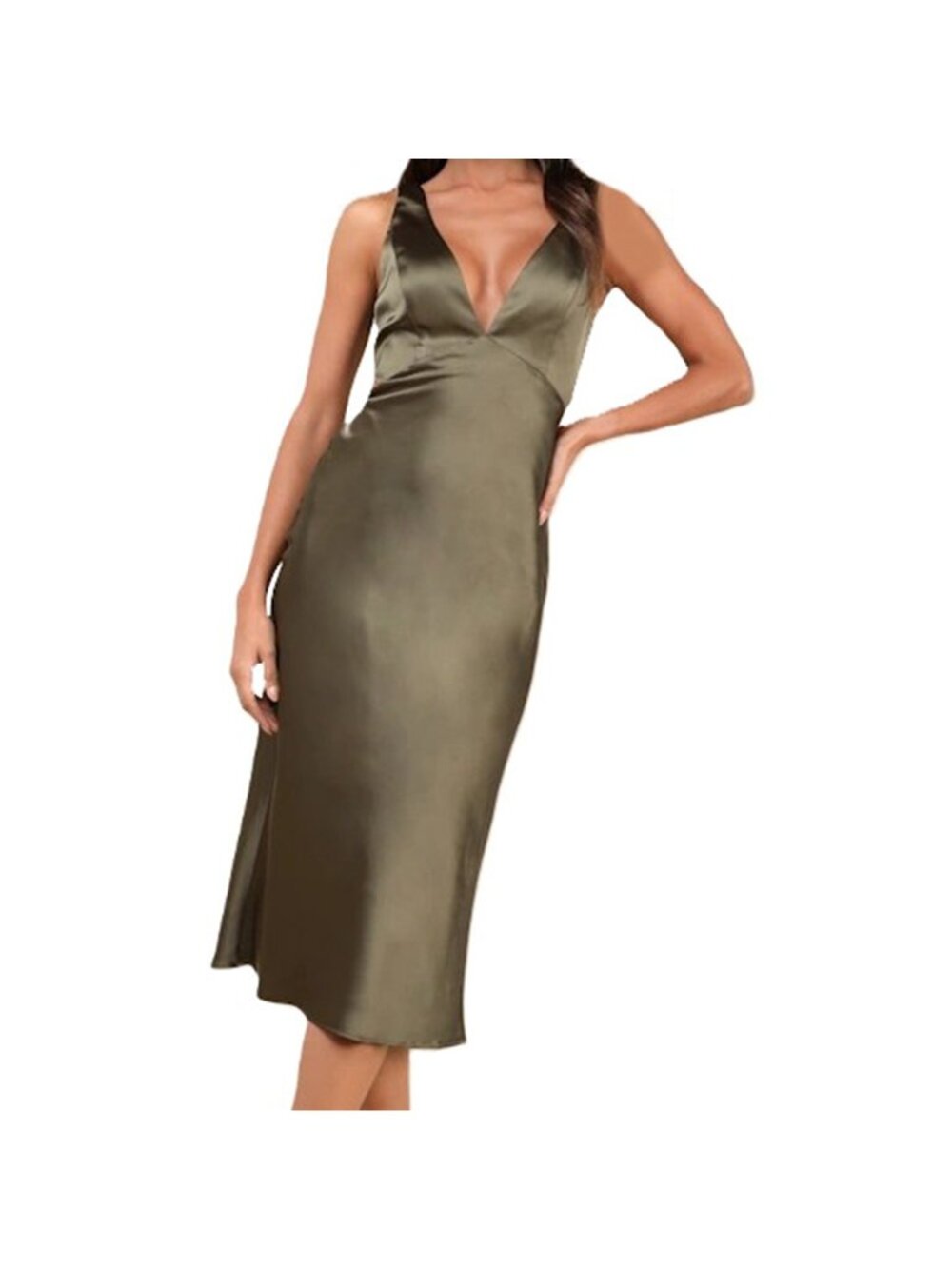 Lulus Unmatched Elegance Olive Satin Feel Sleeveless Mini Dress Extra Small NWT